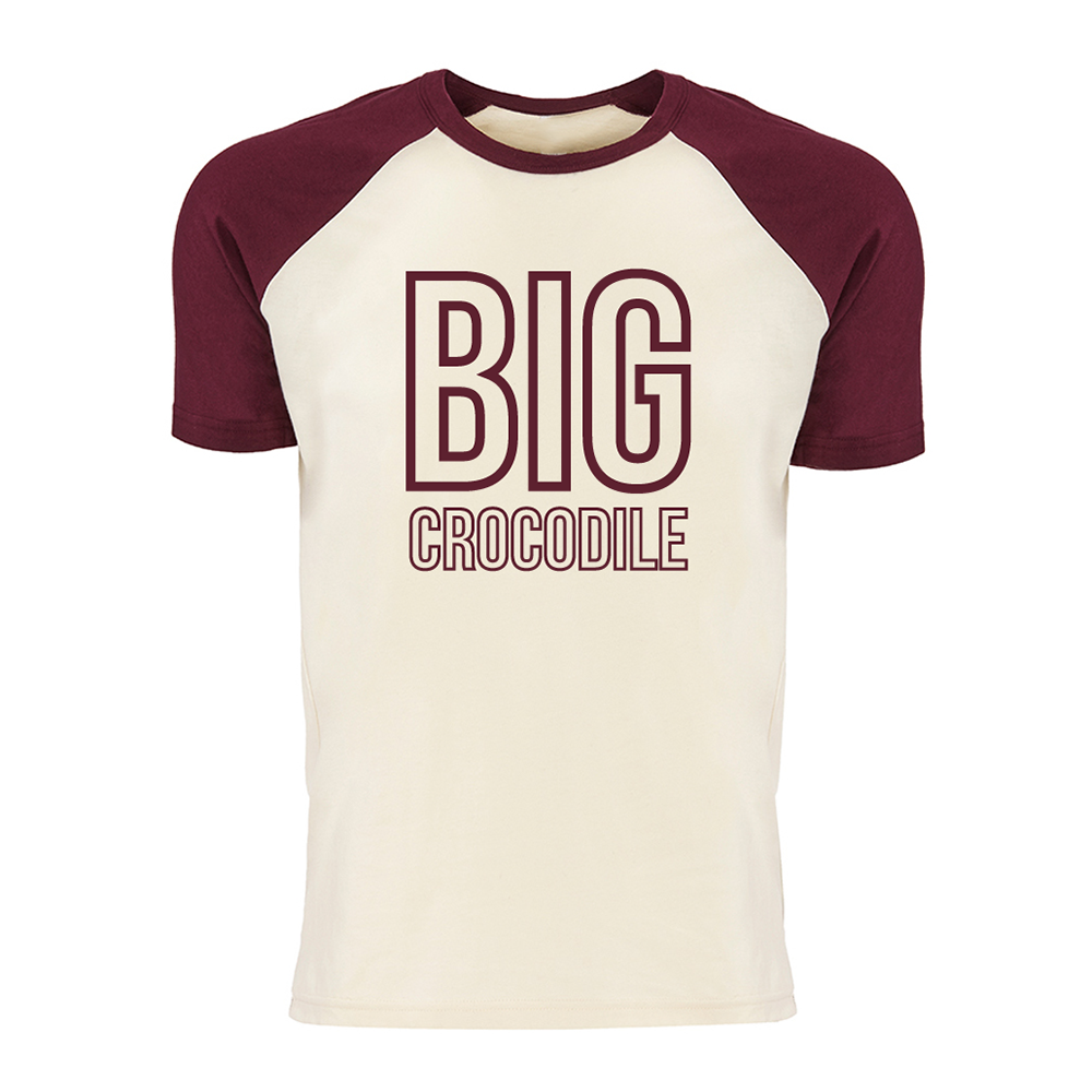 Varsity T Shirt - Wine and Burgundy - Big Crocodile Print