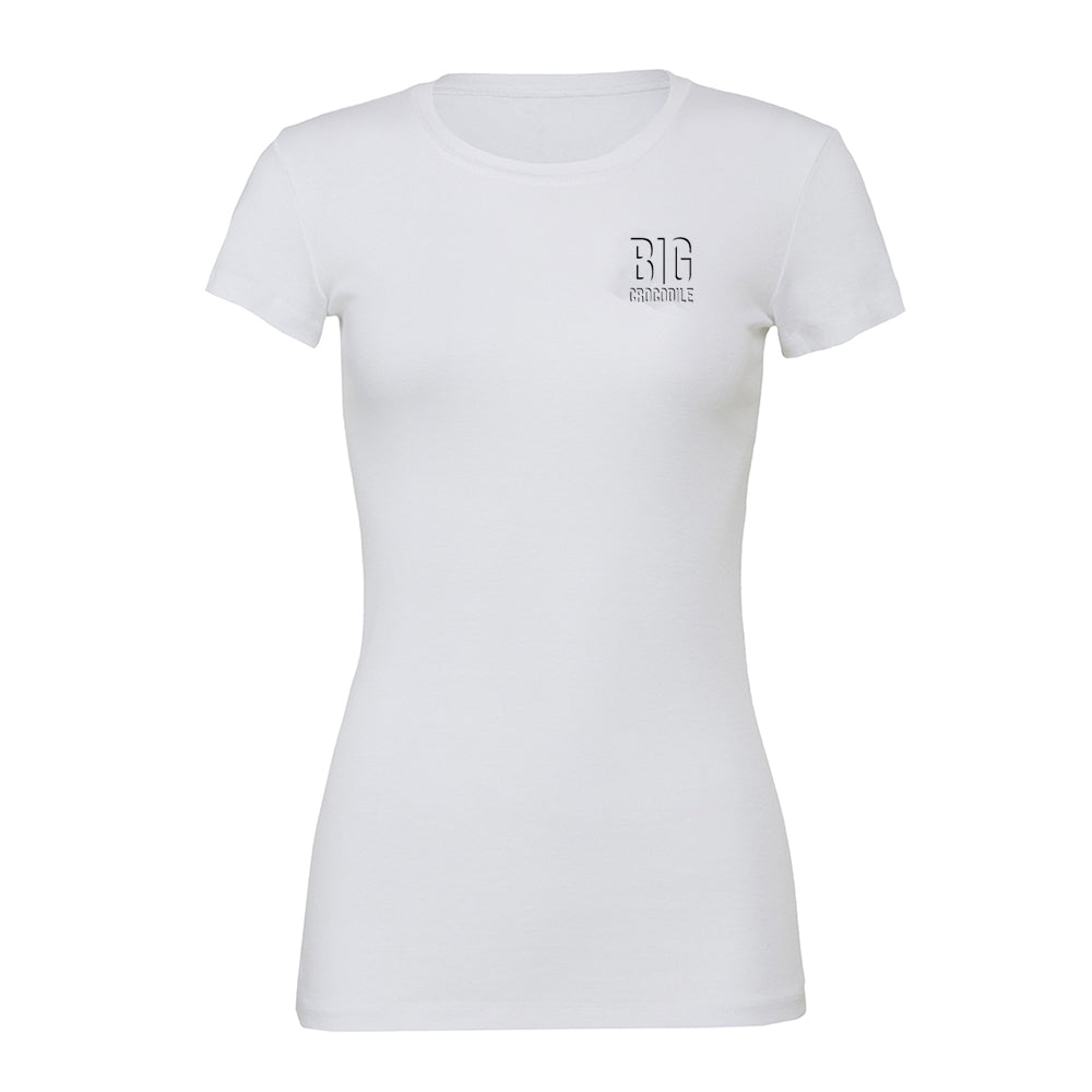 SALE ITEM - Ladies cut tri blend t shirt - white - shadow print - small