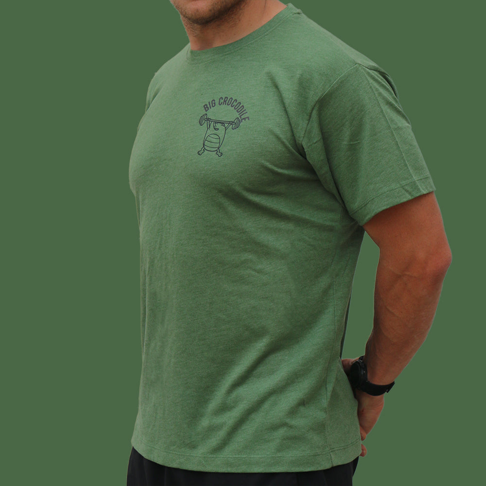 Sale Item - Big Croc T shirt - green - weightlifter - small