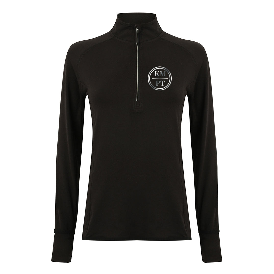 KM PT Ladies Long Sleeve Zip Neck Performance Top