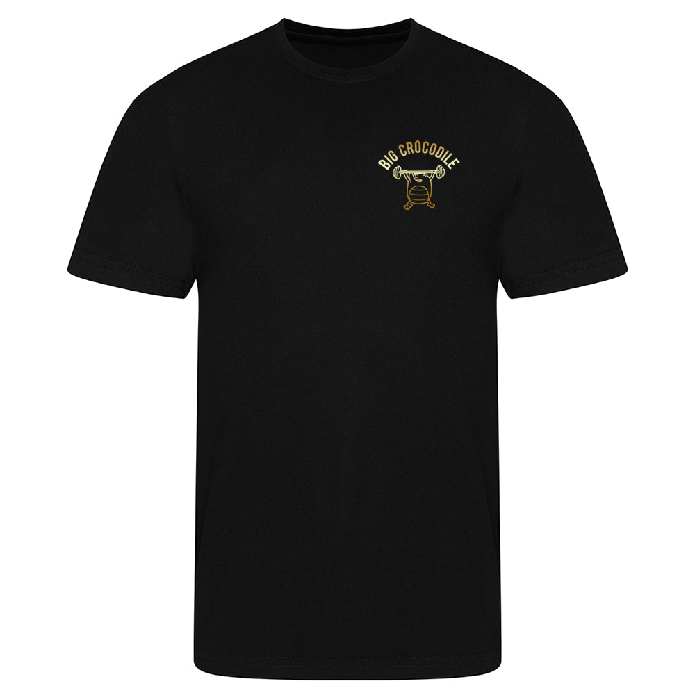 Sale Item - Gold weightlifter logo T shirt - xsmall