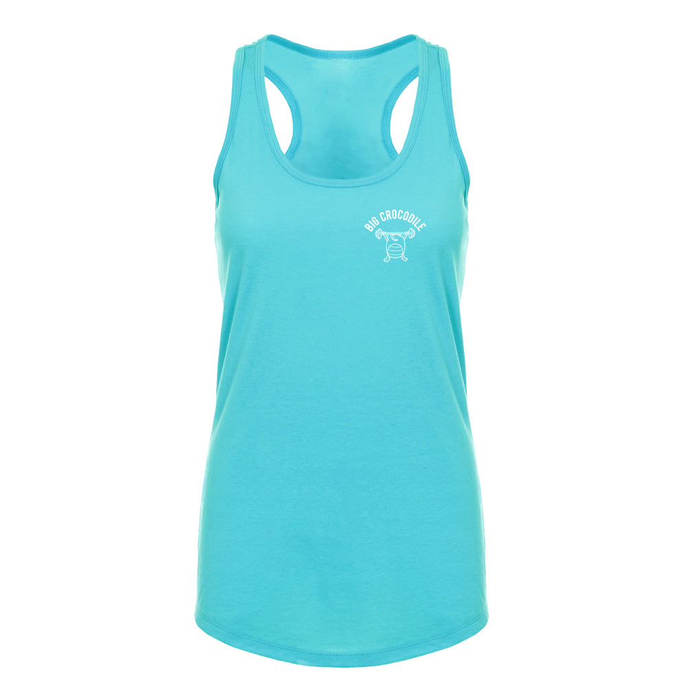 Sale Item - Racer Back Vest weightlifter print - Aqua - xsmall